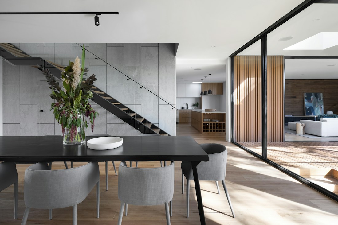 Light-filled home interior with elegant natural finishes